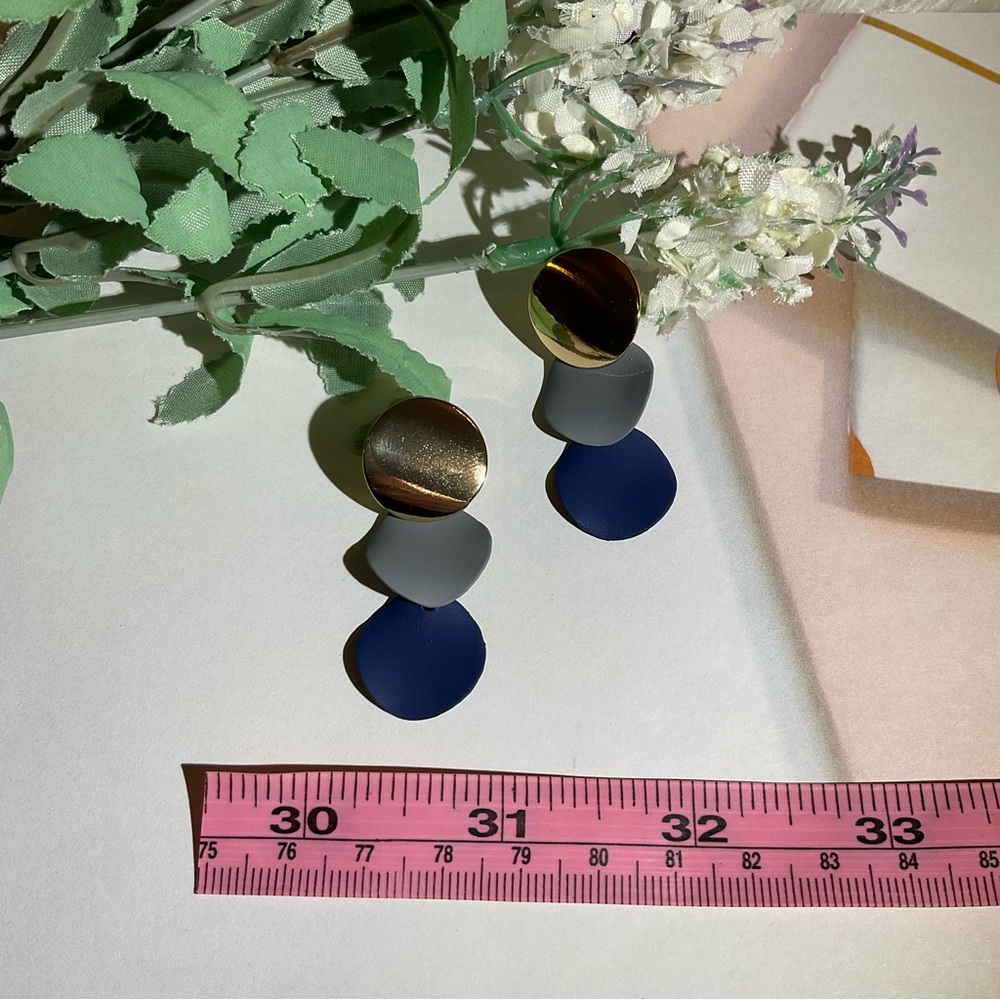Blue and Gold Earrings - Picture 3 of 4